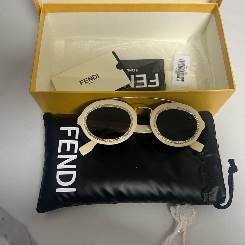 Fendi Ivory Sunglasses with Black Lenses
